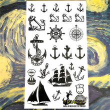 SHNAPIGN морской пиратский якорь, временная татуировка, боди-арт, вспышка на руку, стикер татуировки s 17*10 см, водонепроницаемая поддельная хна, безболезненная наклейка 2024 - купить недорого