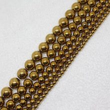 Mini. order is $7! 2-12mm Gold Hematite ironstone Round Spacer DIY Loose Beads 15" 2024 - buy cheap