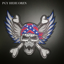 PGY Punk Style Embroidered Biker Patches For Jeans Men Jacket Clothing Angle Skull Wing Military Patch Stickers On Motorcycle 2024 - buy cheap