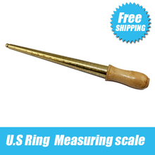 Free shipping/U.S ring measuring scale copper/measurement/wooden handle U.S 1-13 DIY ring measurement tools/copper bar goldsmith 2024 - buy cheap