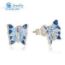 Jewelry 925 Sterling Silver Austrian Crystal Butterfly Stud Earrings For Women Beaded Jewerly GW  Jewelry ER1012H20 2024 - buy cheap