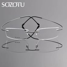 SOZOTU Eyeglasses Frame Men Women Computer Optical Glasses Spectacle Frame Male Rimless Pure Titanium Clear Lens Eyewear YQ593 2024 - buy cheap