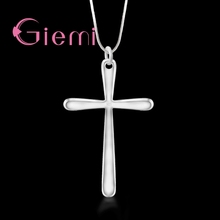 Hot Sale Women Men Party Jewelry Trendy Smooth 925 Sterling Silver Cross Pendant Necklace with Chain Rock Punk Style 2024 - buy cheap