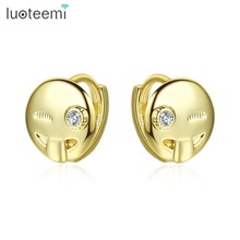 LUOTEEMI-Pendientes de tuerca para mujer, joyería de doble Color, Circonia cúbica, zirconia, circonita, zirconita, fiesta de boda 2024 - compra barato