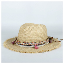 Summer Sun Hat 100% Raffia Straw Women Travel Beach Jazz Hat Elegant Lady Wide Brim Panama Sunbonnet Sunhat Size 56-58CM 2024 - buy cheap