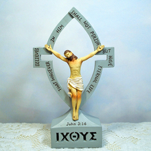 Deus cristão de crucifixo, estátua de resina de jesus, decoração para casa, presente cristão, ornamentos de cruz 2024 - compre barato