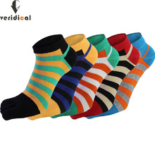 Veridical 5 par / lote calcetines de algodón con dedos de los pies calcetines de cinco dedos para hombres y niños calcetines de barco a rayas de buena calidad moda de verano 2023 - compra barato