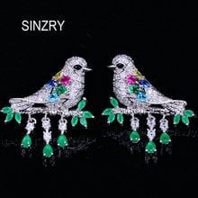 SINZRY colorful zircon bird stud earrings anti-allergy tassel personality earrings for women Korean jewelry accessory 2024 - buy cheap