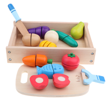 14 Uds. De madera de simulación pegajosa frutas verduras juguetes de cocina para bebés en edad preescolar juego de simulación de rol 2024 - compra barato