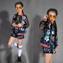 New Children Sequins Jazz Dance Performance Clothing Sparkly GirlJazz Mordern Dance Suit Hip-hop Wear Jazz Clothes Girls 2024 - buy cheap