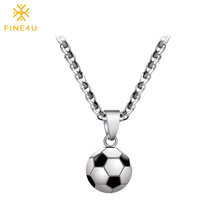 Новинка 2018, модель FINE4U N026 ожерелье с футбольной подвеской 316L, цепочка из нержавеющей стали, спортивное ожерелье для мужчин, подарок 2024 - купить недорого
