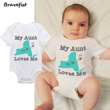 Summer Baby Clothes For Boys Girls Newborn Bodysuits Cotton 0-24Months Kids Jumpsuits MY AUNT LLOVES ME Letters Print Outwear 2024 - buy cheap