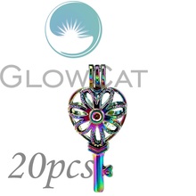 20X CC882 Rainbow Flower Key Beads Cage Jewelry Making Essential Oil Diffuser Aroma Stone Pearl Cage Locket Pendant 2024 - buy cheap