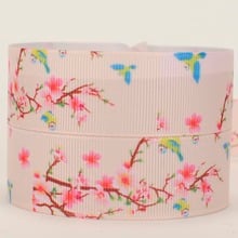 NEW 50 yards lively pink flowers with bird ribbon printed grosgrain ribbon free shipping 2024 - buy cheap