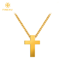 2018 New FINE4U N029 Cross Pendant Necklace For Women 316L Stainless Steel Chain Necklaces Crucifix Charm Jewelry 2024 - buy cheap