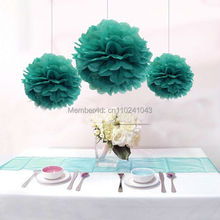 15pcs 25cm(10inch) Teal Green Tissue Paper Pom Poms Wedding Party Decoration, Paper Flower Ball Home Decoration 2024 - buy cheap