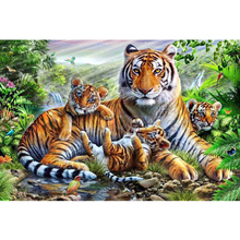 Full square/Round Diamond Painting Cross Stitch tiger family mosaic kits Diamond Embroidery home Decor gift 2024 - buy cheap