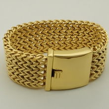 3.4cm wide & 174g 22cm (8.66 inch) length woven chain  gold plating 316L stainless steel   chain bracelet men jewelry bracelet 2024 - buy cheap