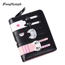 Designer Brand Luxury Women Pink Small Functional Short Wallet Girls Lovely Cartoon Cat Purse Coin Card Holders 2024 - buy cheap
