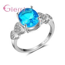 Anillos de plata de ley 925 auténtica empedrado brillante, Zirconia cúbica, Anel de cristal azul claro para mujeres, boda y anillo de compromiso 2024 - compra barato