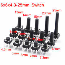 6x6mm Panel PCB Momentary Tactile Tact Mini Push Button Switch DIP 4pin 6x6x4.3/5/6/7.3-25 MM 6*6*4.3MM 5MM 6MM 7MM 8MM - 25MM 2024 - buy cheap