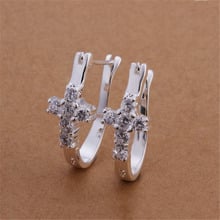 Factory direct high quality charm women wedding crystal cross silver color clip earrings hot selling fashion jewelry E311 2024 - buy cheap