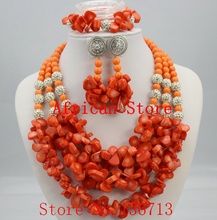 Splendid African Beaded Coral Jewelry Set African baby pink Crystal Beads Jewelry Set for Wedding New R703 2024 - buy cheap