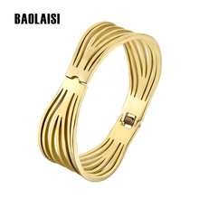 BAOLAISI Gold Color Bracelet Stainless Steel Surface Geometry Unique Female Charm Bangle &Bracelet Jewelry Woman Bangle New 2018 2024 - buy cheap