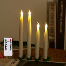 Набор из 12 удаленных или не удаленных рождественских свечей с зажимами на батарейках, конусные свечи, мерцающий теплый белый свет 2024 - купить недорого