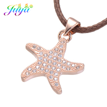 Juya DIY Fashion Necklace Supplies Micro Pave Zircon Gold/Rose Gold Starfish Pendant Necklace For Women Girls Wedding Party Gift 2024 - buy cheap