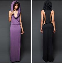 Sexy Women Fashion S-XL Sleeveless Hoodie Long Dress Cosplay Medieval Renaissance Package Hip Dress Cotton Solid Color Party Dr 2024 - buy cheap