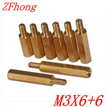 100PCS M3 x 6+6  M3*6 male to female brass standoff spacer 2024 - buy cheap