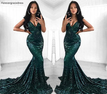 Sexy Dark Green Prom Dresses 2019 South African Black Girls Mermaid Holidays Graduation Wear Party Gowns Plus Size Custom Made 2024 - buy cheap