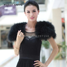 Elegant Black Fur Ostrich Feather Coats Wedding Boleros de renda 2019 Formal Women Bridal Shawls Ups Wrap Wedding Accessories 2024 - buy cheap