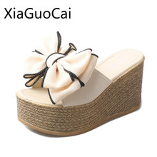 Wedges Women Slippers Summer Fashion 2019 Newest High Heel Women Platform Slippers Non-slip Outdoor Flower Korean Beach Slippers 2024 - buy cheap