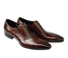 Sapatos de couro genuíno com cadarço, masculinos estilo oxford com salto baixo esculpido e artesanal, sapatos casuais para casamento 2024 - compre barato
