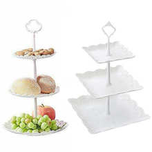 3 Tier Plastic Cake Stand Afternoon Tea Wedding Plates Party Tableware Bakeware Cake Shop Cake Rack Fruit Food Serving Tool 2024 - buy cheap