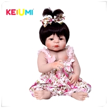 KEIUMI 19 Inch Lifelike Reborn Baby Girl Dolls Full Body Silicone Vinyl Lovely Princess Reborn Dolls For Kids Birthday Gift 2024 - buy cheap