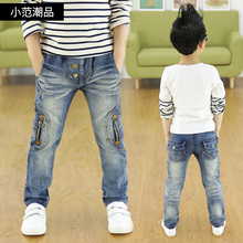 Kids clothing  2021 Spring and Autumn new boys wild jeans,children pants 2024 - buy cheap