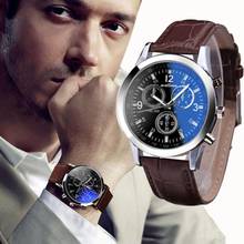 2018 роскошные модные мужские часы из искусственной кожи мужские кварцевые аналоговые часы с синим лучем 2024 - купить недорого
