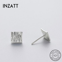 INZATT-pendientes pequeños de estilo Punk para mujer, joyería fina con cierre de tuerca, con diseño geométrico Tinc, Plata de Ley 925 auténtica 2024 - compra barato