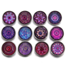 10pcs/lot New Glass Snap Jewelry Mixed Purple Beautiful Exotic Pattern 18mm Glass Snap Buttons For DIY Snap Bracelet 2024 - buy cheap