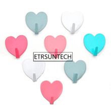 500pcs Convenient Hook Wall Stainless Steel Heart Shape Adhesive Sticky Hooks for Kitchen Bathroom Room Door 2024 - buy cheap