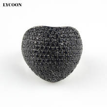 LYCOON new fashion heart ring luxury shiny black CZ rings prong setting  Cubic Zirconia beautiful women ring 2024 - buy cheap