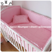 Promotion! 6PCS baby crib bedding sets ,100%cotton reactive cot bedding set (bumpers+sheet+pillow cover) 2024 - buy cheap