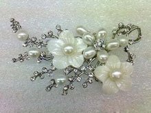 Pérola branca real cristal concha flor broche maravilhosa nobreza fina jóias de casamento da sorte feminino 2024 - compre barato