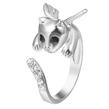 QIAMNI 30pcs/lot Wholesale Beautiful Shiny Cat Angel Kitty Wing Animal  Ring Gift for Women and Girls Fashion Jewelry 2024 - buy cheap