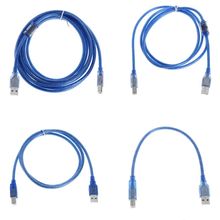 Высокоскоростной прозрачный синий usb-накопитель 2,0 кабель для принтера Type A-Male-Type B Male двойное экранирование для 0,3 м, 1 м, 1,5 м, 3 м 2024 - купить недорого