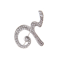 Fashion Jewelry Clear Rhinestone Thai Language Letter Brooch Pin Hot Selling Pin Garment Accessories 2024 - buy cheap