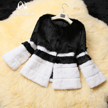 New real rabbit fur coat women black white fur jacket winter full pelt rabbit fur overcoat customized plus size F1022 2024 - buy cheap